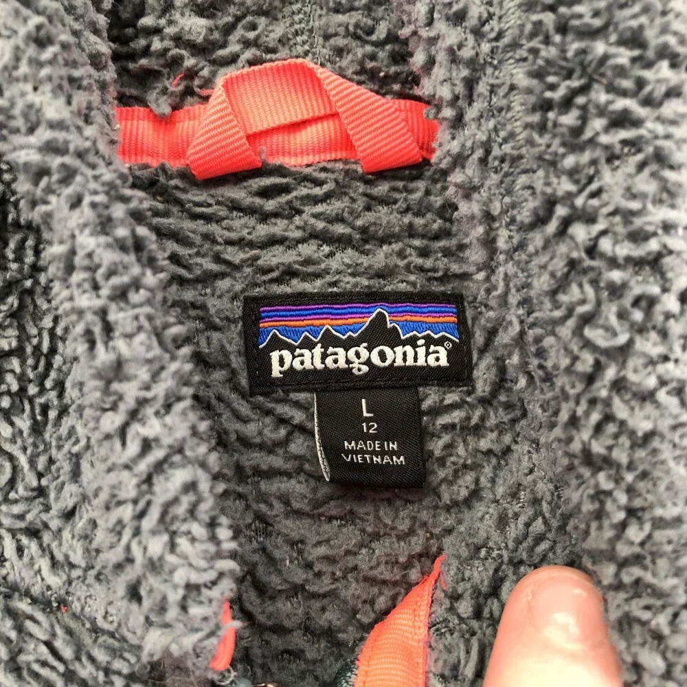 Patagonia Jacket Youth Large 12 Gray Fleece Hooded Full Zip Outdoor Los Gatos